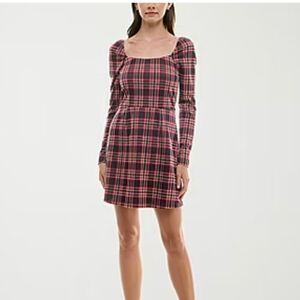 TRIXXI Women's Red Plaid Dress Size S